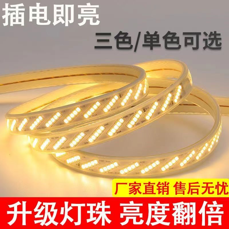 灯带led超高亮220V灯条户外家用防水工程亮化送插头直接插电