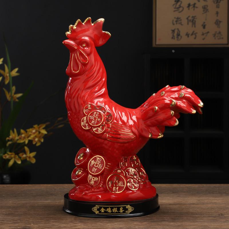 金鸡报喜摆件十二生肖鸡吉祥物酒柜电视柜装饰陶瓷工艺品新家送礼