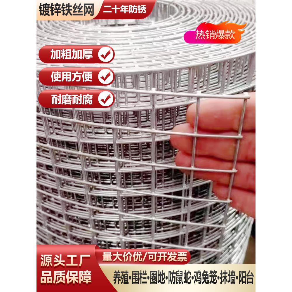 镀锌铁丝网养殖网鸡鸭防鼠围栏鸽兔笼钢网格加密粗隔离防护网