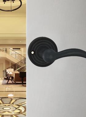 新中式纯铜做旧复古铜黑色卫生间执手锁泰好直销1058CFB