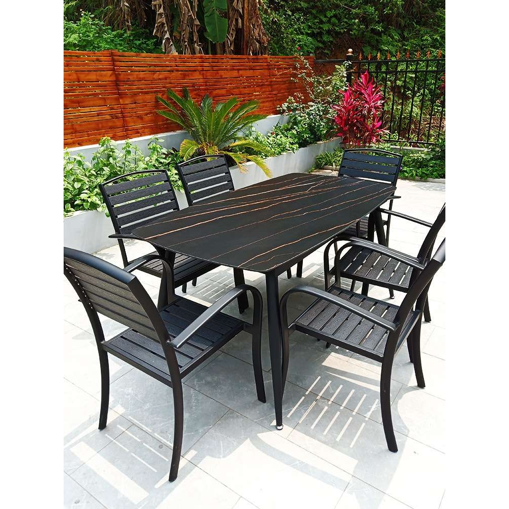 户外桌椅庭院别墅花园露台休闲露天塑木椅奶茶店室外外摆北欧桌椅