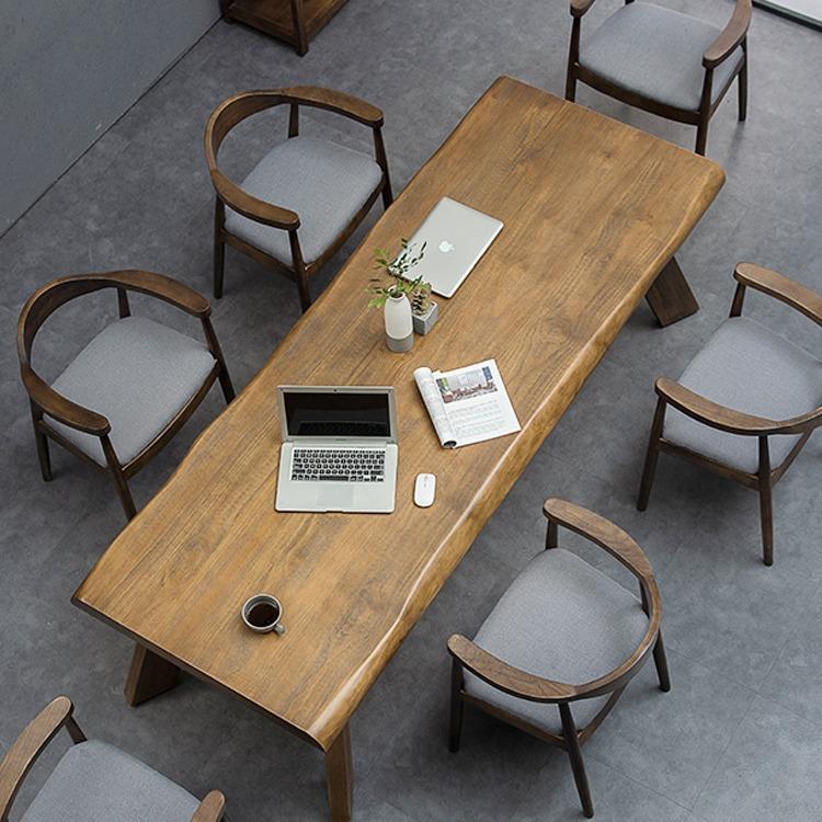 实木会议桌长桌小型办公桌会客工作台办公室大会议桌椅组合