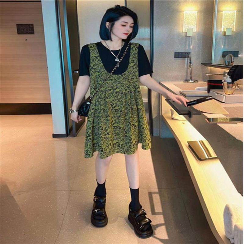 香港大码圆领碎花连衣裙女202连衣裙