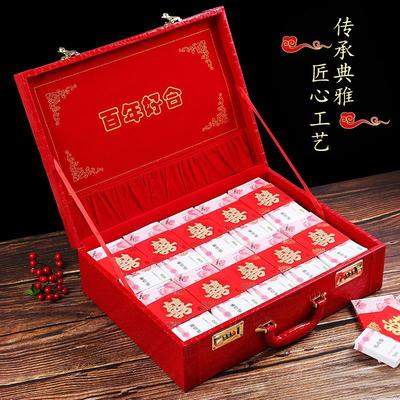 结婚订婚提亲红色箱子陪嫁箱礼金盒聘金彩礼盒装钱10-100万元皮箱