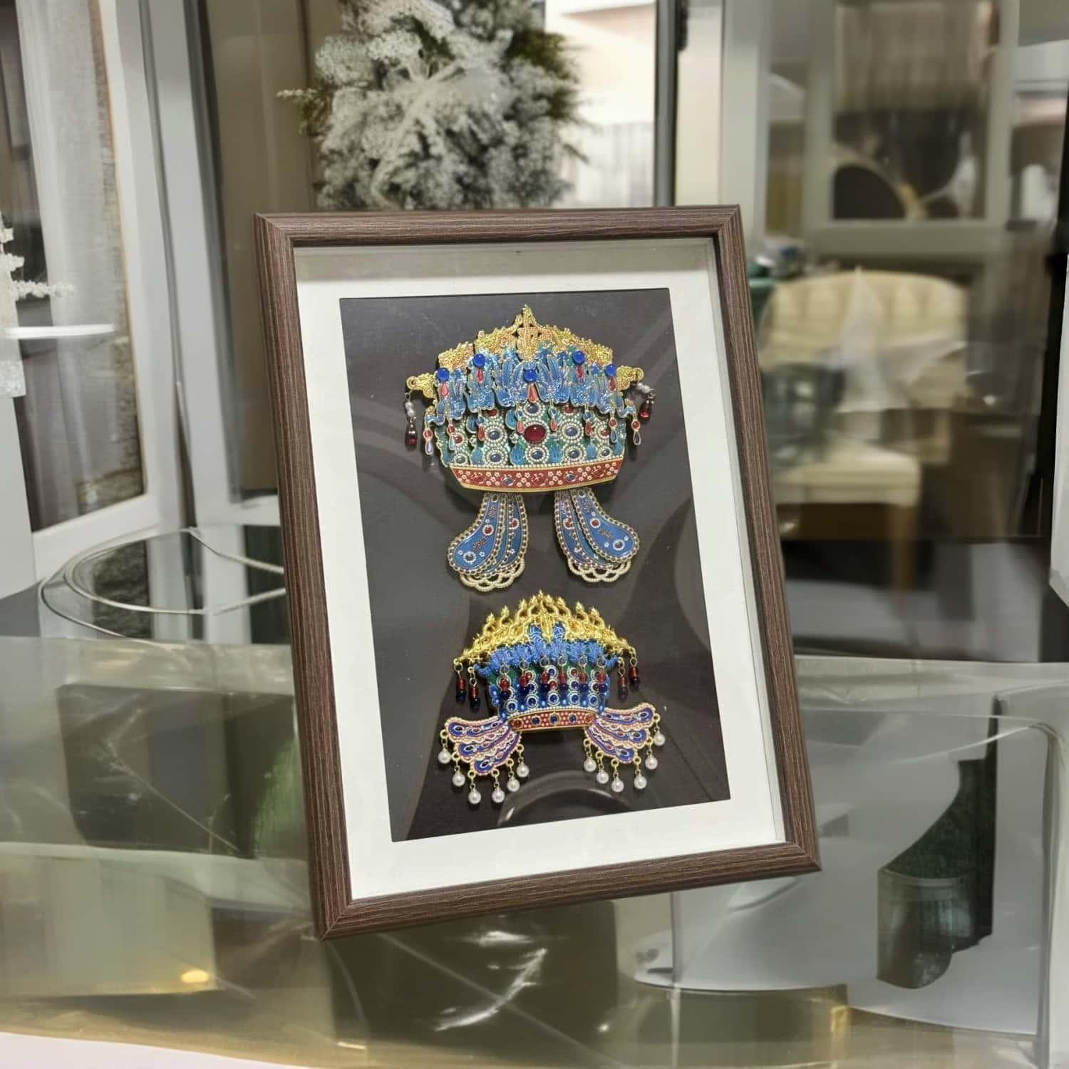 凤冠冰箱贴展示相框磁吸冰箱贴收纳文创diy创意装饰相框