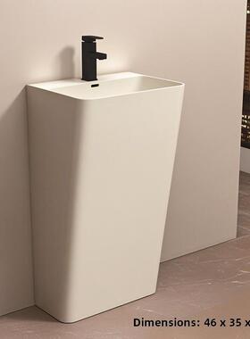 哑光白色立柱式洗手盆小户型陶瓷洗面盆阳台磨砂黑方形超薄立柱盆