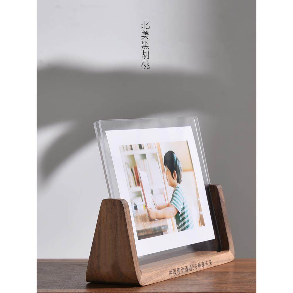 定制照片实木刻字相框桌子亚克力展示框简单相框5英寸6英寸7英寸8