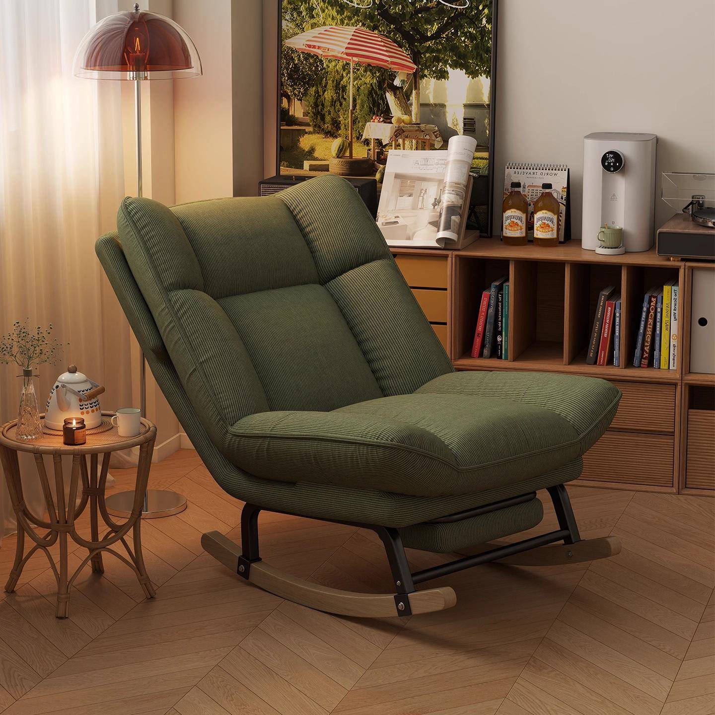 复古摇摇椅阳台家用休闲单人实木摇椅沙发客厅大人躺椅懒人午睡椅