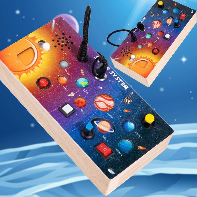 木制LED开关模拟太阳系忙碌板电路板蒙氏教具幼儿童早教益智玩具