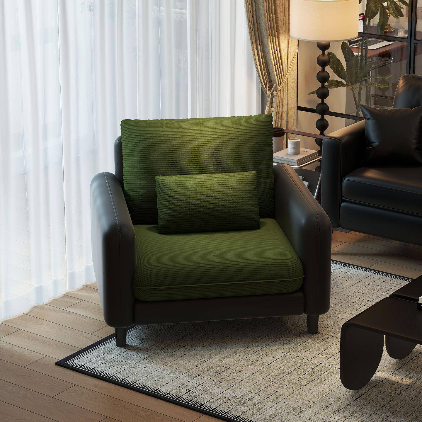 客厅阳台休闲椅单椅复古休息区单人沙发椅靠背小户型皮艺座椅接待