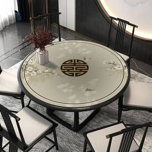 餐桌垫皮革圆桌桌布防水防油免洗防烫家用圆形桌面垫茶几 m中式