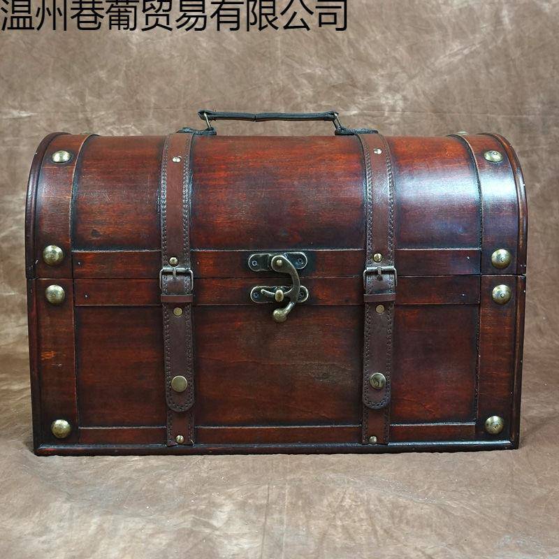 古箱子仿无品牌/复古箱木子仿古老式箱箱古风锁拍摄带海盗宝代箱