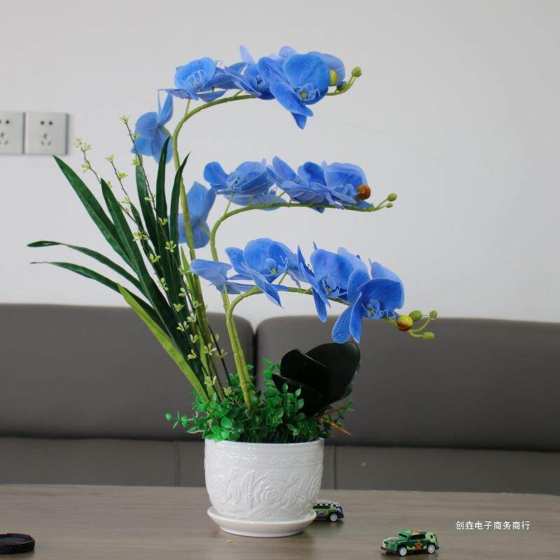 柜仿真蝴蝶兰花套装饰客厅摆件假花茶几电视放摆花XTI卉装塑料花