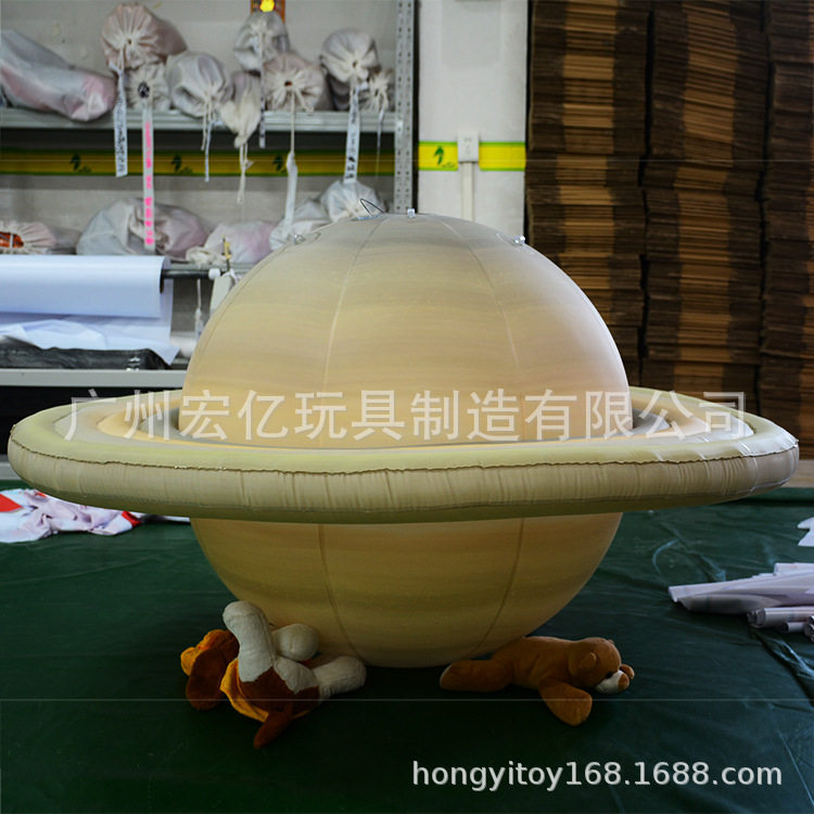 PVC喷绘带环土星充气星球悬挂
