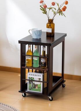 多功能旋边几约折叠餐桌轮可移动家用63829客厅沙带发边置转物简