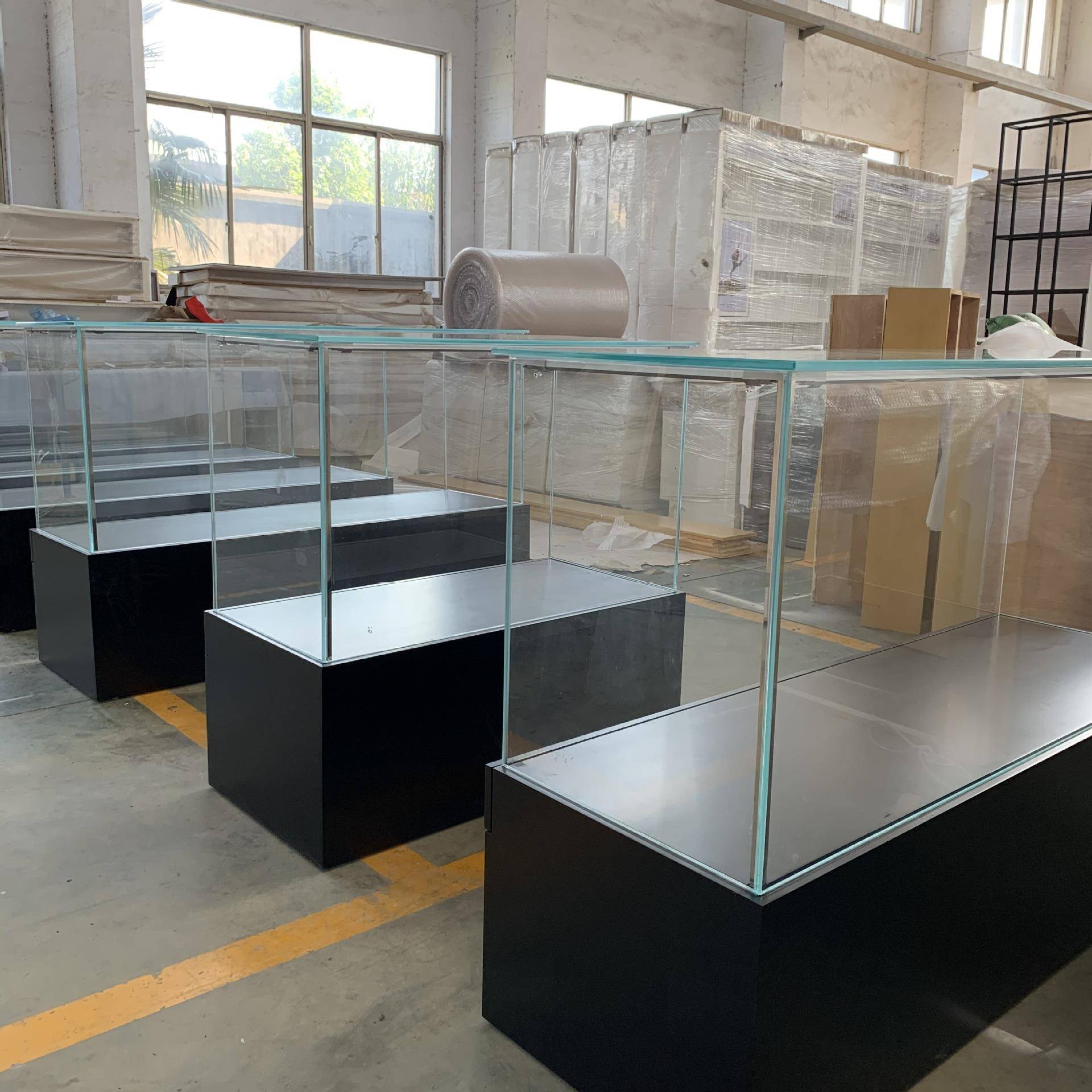 超白钢化璃柜黑色烤JSQ02203漆展玻抽拉式样品示柜眼镜展柜手机通