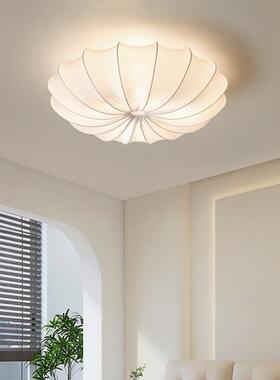 F776H6SJ布I1灯法式奶油艺吸顶灯简约风中古卧灯白色衣帽间客厅书
