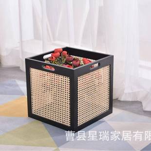 YIJ跨境收正方形收纳筐木纳盒家实居儿房杂物玩具整理收童纳盒日