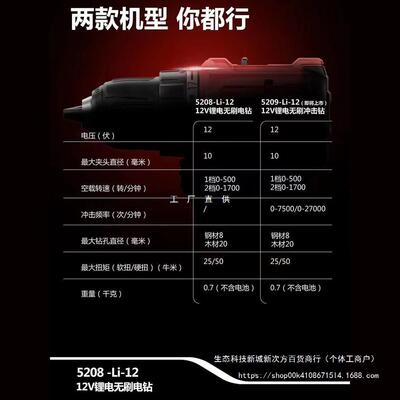大有功520无刷手电手钻5209冲击钻充电多8能7576TOO起子机电动锂