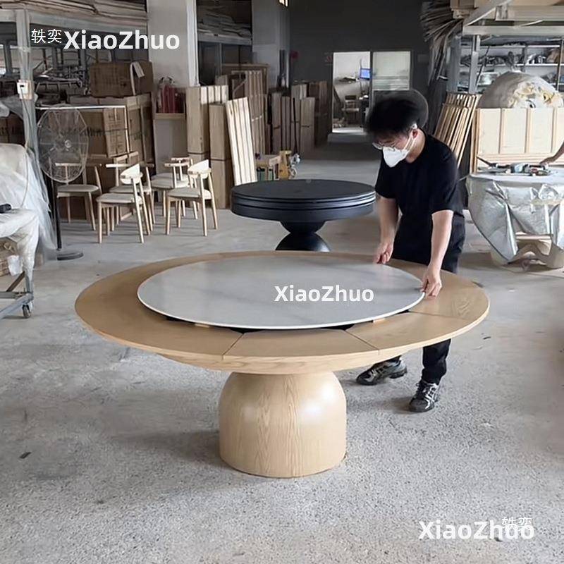 小弗彻桌弗莱彻旋转变形餐桌可莱扩大缩CZ-105-旋转圆桌餐10人伸