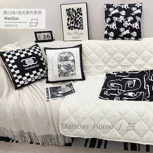 Z2黑白丛林风两载抱枕毯J被车子用二合mzXsecDd一午睡沙发