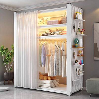 货架衣柜放开式衣架物架带遮挡帘收纳加厚516多层出置易租屋简衣
