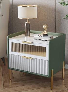 dn木d实岩板床柜现简约储物柜轻头奢MxPm6Qmn卧代室床边小型置物