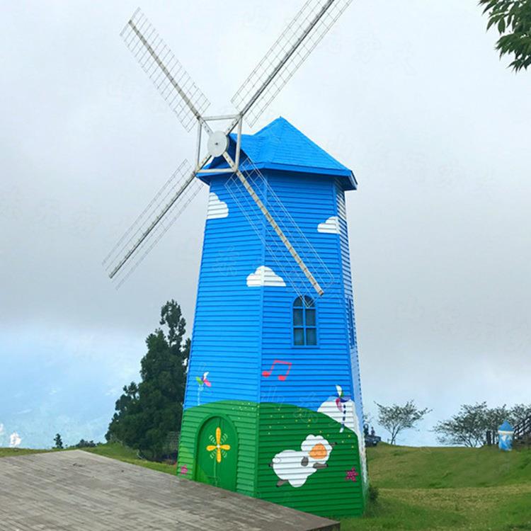 电动荷旋转仿真木复古兰风车乡城镇yby0923-建设村大型防腐网红装