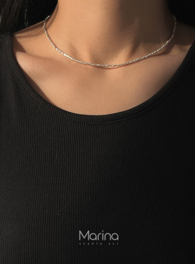 碎银子细款链条项链 通体925纯银锁骨链裸链女叠戴高级设计感颈链