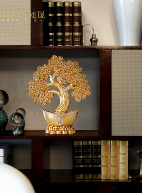 招财树发财树摆件中式酒柜客厅开业家居装饰品玄关元宝工艺品大象