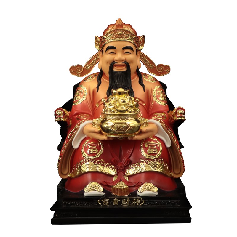 文财神爷雕像树脂佛像彩绘供奉招财进宝比干家用开业礼品客厅摆件