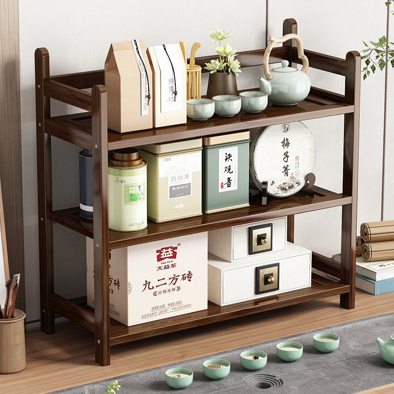 茶桌上收纳置物架多层办公室桌面博古架小型茶台摆件茶叶茶杯架子