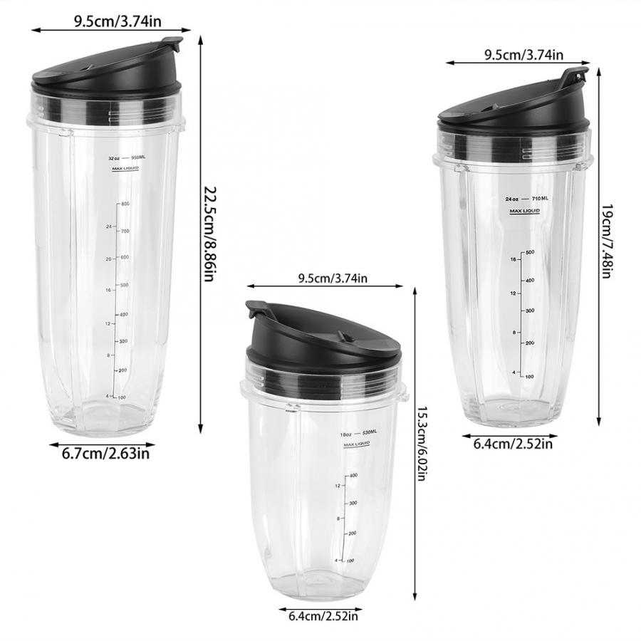 18oz 24oz 32oz Fruit Juicer Machine Cup + Lid Blender Part
