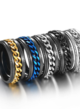 Rotate Rotating Anxiety Fidget rings Titanium Stainless Stee