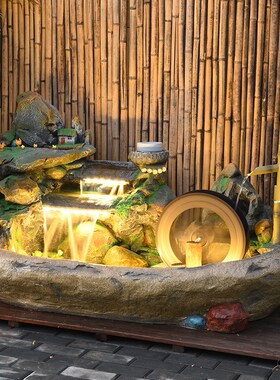 好货田园假山流水水车客厅办公室阳台户外庭院循环水景观喷泉装饰