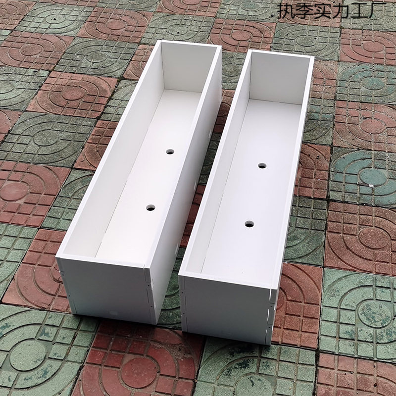 防腐防潮pvc花箱花花盆长方简约室户外白色灰色木塑花内胆