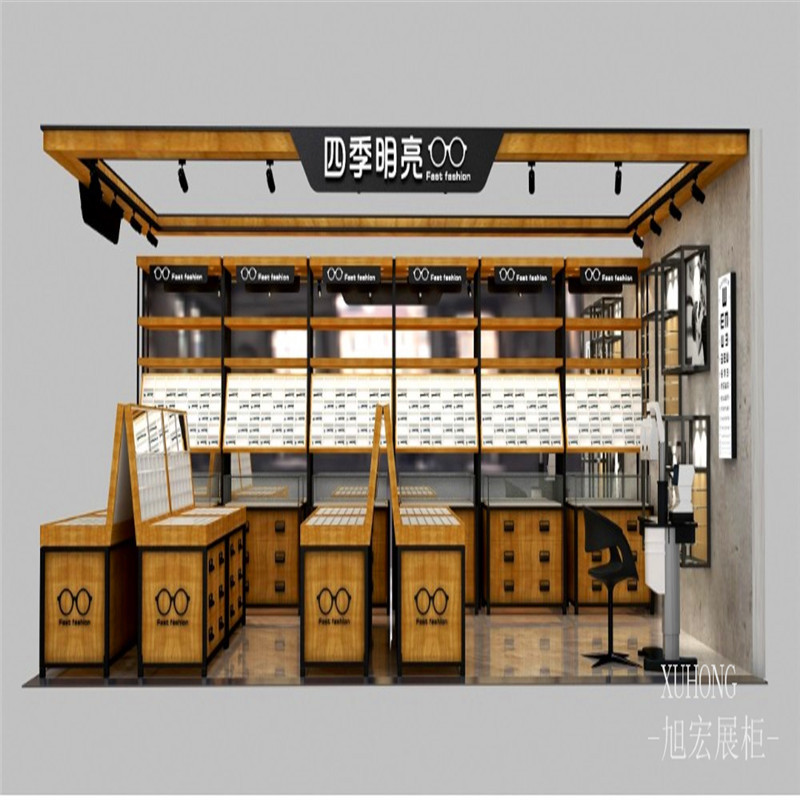 【风格款】木纹木制烤漆眼镜展示柜眼镜店展柜眼镜架子展示架