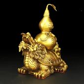 黄铜龙龟摆件龙龟背办葫芦居DRH装 饰品公桌面客室厅玄关家阳台摆