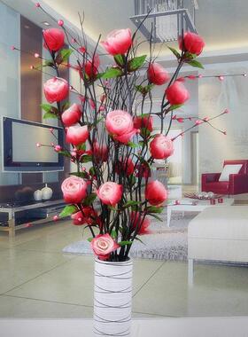 叶脉室干 干燥花客厅落地花假XRJ花摆件玫瑰干 花干干燥花花束 干