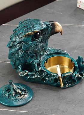 意装饰烟缸老鹰NJA高灰瞻创瞩远有盖烟缸防飞灰高档摆件