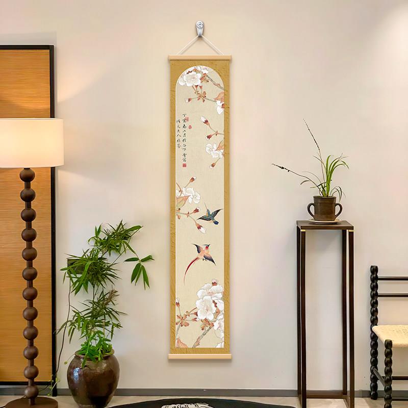 中式玄花卉装饰画实木卷画花鸟归轴燕关挂新画25022800书房茶室寓