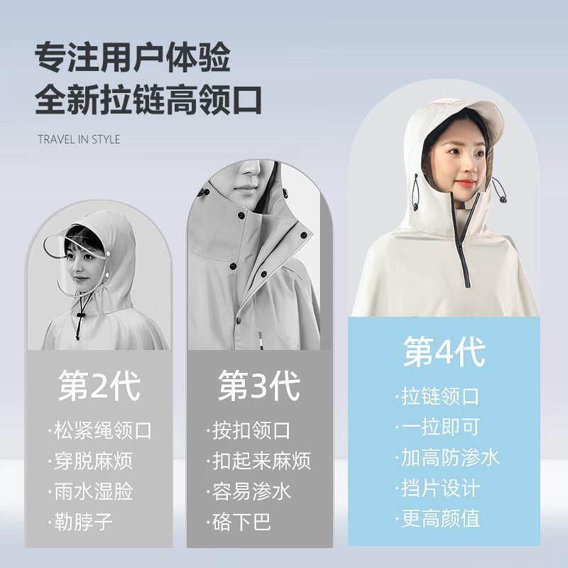 雨衣电动车全身暴雨大加厚男女单人链高领口拉防双水加电瓶车雨披