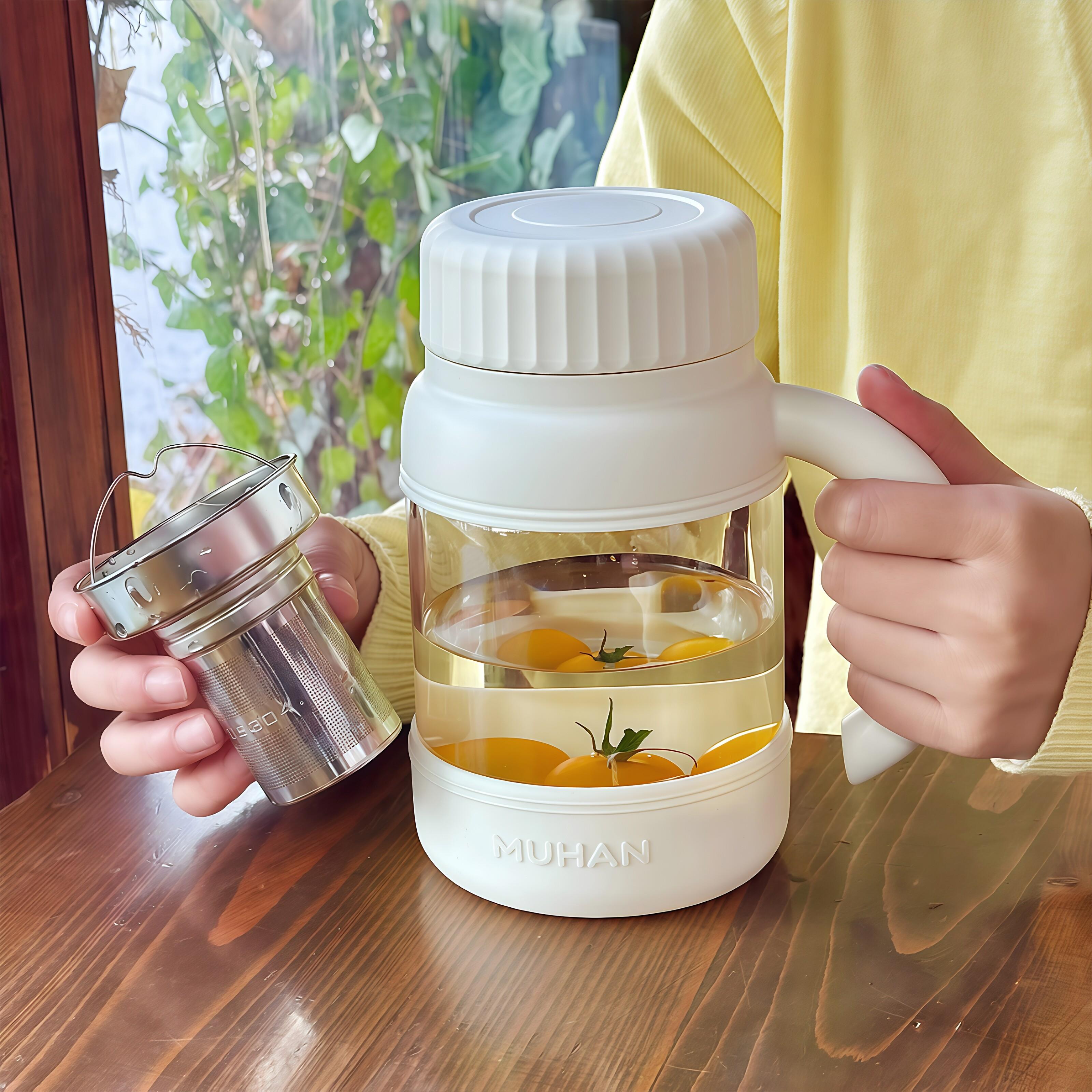 室泡茶玻璃杯女XQ0327BS生茶水分离杯上班桌面大容量杯办高硼公硅