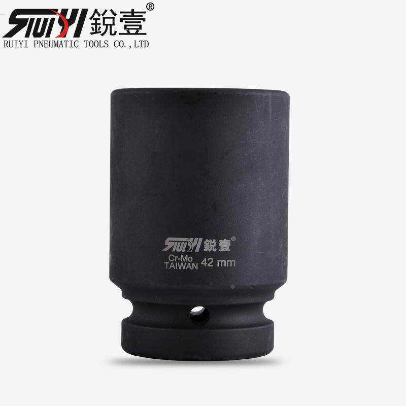 锐壹外六角风动套筒1寸风炮套筒头子汽修气动扳手发黑色18-60mm