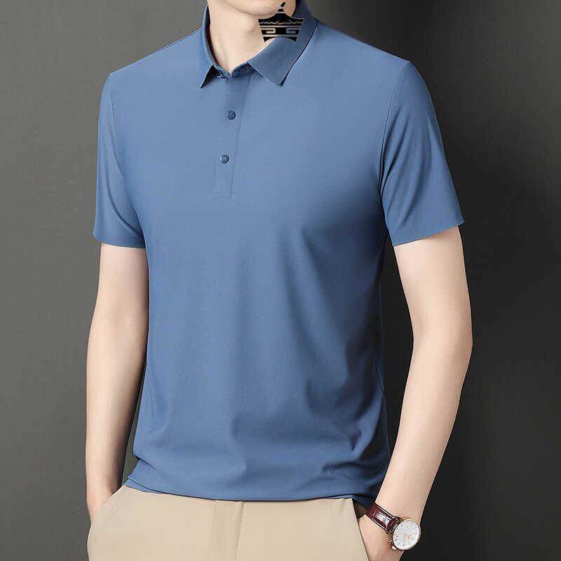 夏季新款无痕短袖t恤男宽松休闲翻领polo衫夏装男士半袖纯色上衣
