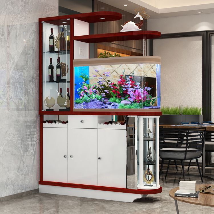 鱼缸鞋柜一体玄关隔断柜现代门厅柜客厅屏风柜双面收纳柜进门酒柜
