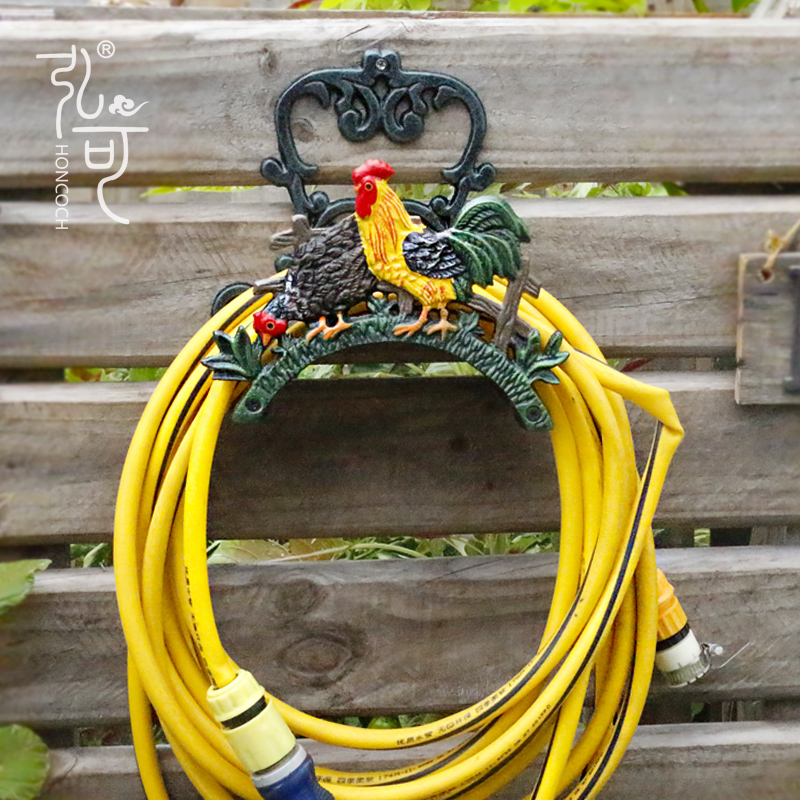 北欧复古铸铁创意水管架收纳卷管器庭院花园家用洗车软管浇花置物