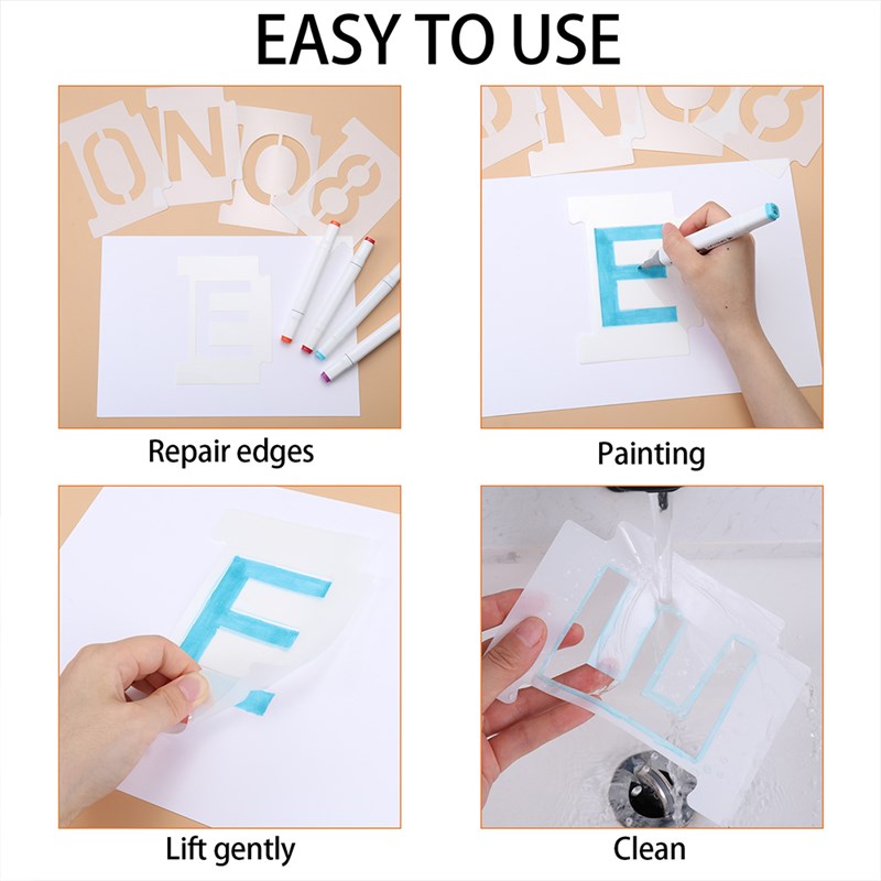 Stencil Kit 0-9 Numbers and 26 Letters Reusable Numbers Sten