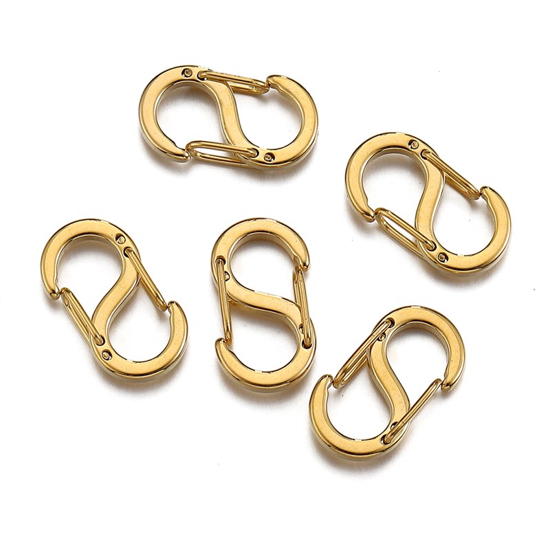 No Fade 4pcs Gold Color Stainless Steel S Shape Buckle Sprin