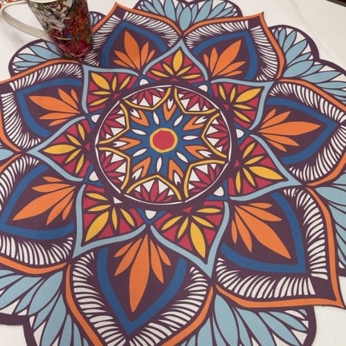 曼陀罗复古桌面垫洗衣机垫矽藻泥吸水凉垫茶几垫沥水垫家用中式桌